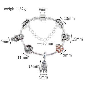 NEW Disney Star Wars Bracelet with 6 Charms & Pendant, Women’s Gift Jewelry